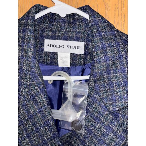 Adolfo Studio women’s tweed blue skirt suit set NEW (size 20W/22W) - Picture 3 of 7
